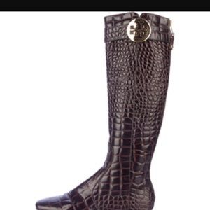Tory burch uma croc embossed boots